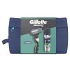 Gillette Mach3 Σετ δώρου ξυριστική μηχανή 1 τεμ + ανταλλακτικές λεπίδες 1 τεμ + τζελ ξυρίσματος Series Soothing With Aloe Vera Sensitive Shave Gel 200 ml + τσαντάκι καλλυντικών 