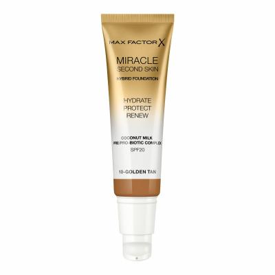 Max Factor Miracle Second Skin SPF20 Make up για γυναίκες 30 ml Απόχρωση 10 Golden Tan