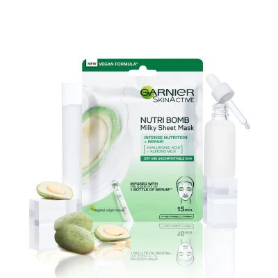 Garnier Skin Naturals Nutri Bomb Almond Milk + Hyaluronic Acid Μάσκα προσώπου για γυναίκες 1 τεμ