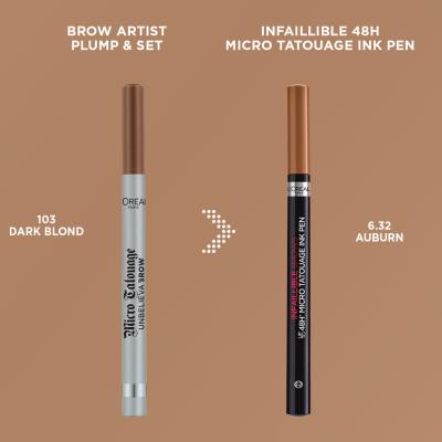 L&#039;Oréal Paris Infaillible Brows 48H Micro Tatouage Ink Pen Μολύβι για τα φρύδια για γυναίκες 1 gr Απόχρωση 6.32 Auburn