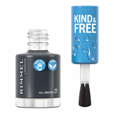 Rimmel London Kind &amp; Free Βερνίκια νυχιών για γυναίκες 8 ml Απόχρωση 158 All Greyed Out