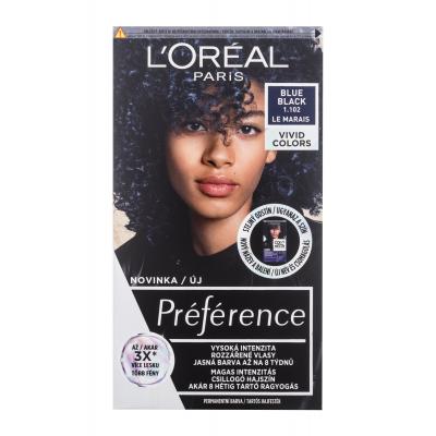 L&#039;Oréal Paris Préférence Vivid Colors Βαφή μαλλιών για γυναίκες 60 ml Απόχρωση 1,102 Blue Black