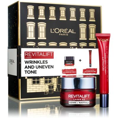 L&#039;Oréal Paris Revitalift Laser X3 Day Cream Σετ δώρου Κρέμα προσώπου ημέρας Revitalift Laser X3 50 ml + κρέμα προσώπου Revitalift Laser X3 15 ml