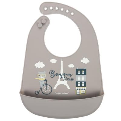 Canpol babies Bonjour Paris Silicone Bib With Pocket Σαλιάρα για παιδιά 1 τεμ