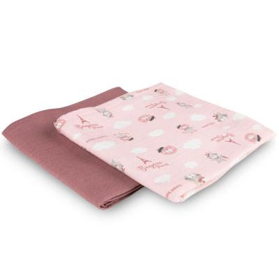 Canpol babies Bonjour Paris Muslin Squares Diapers Pink Υφασμάτινη πάνα για παιδιά 2 τεμ