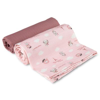Canpol babies Bonjour Paris Muslin Squares Diapers Pink Υφασμάτινη πάνα για παιδιά 2 τεμ