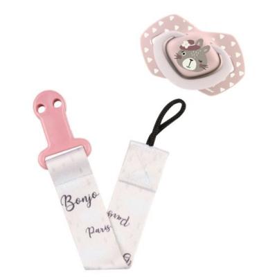 Canpol babies Bonjour Paris Soother Clip With Ribbon Κλιπ πιπίλας για παιδιά 1 τεμ