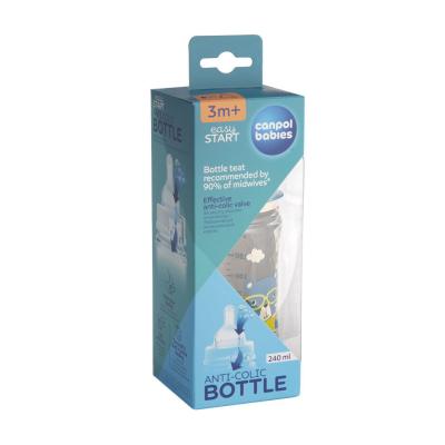 Canpol babies Bonjour Paris Easy Start Anti-Colic Bottle Blue 3m+ Μπιμπερό για παιδιά 240 ml