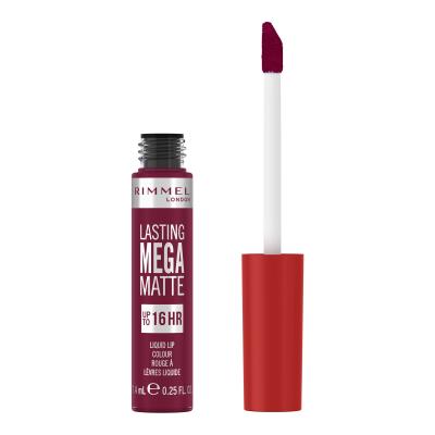 Rimmel London Lasting Mega Matte Liquid Lip Colour Κραγιόν για γυναίκες 7,4 ml Απόχρωση Rock Me Purple