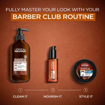 L&#039;Oréal Paris Men Expert Barber Club Messy Hair Molding Clay Κρέμα μαλλιών για άνδρες 75 ml