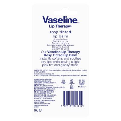 Vaseline Lip Therapy Rosy Tinted Lip Balm Tube Βάλσαμο για τα χείλη για γυναίκες 10 gr