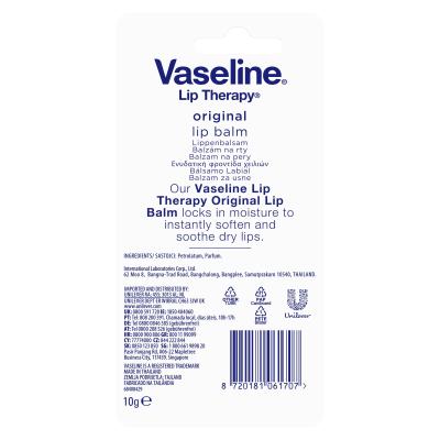 Vaseline Lip Therapy Original Lip Balm Tube Βάλσαμο για τα χείλη για γυναίκες 10 gr