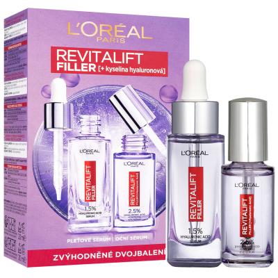 L&#039;Oréal Paris Revitalift Filler HA Σετ δώρου ορός προσώπου Revitalift Filler HA 1,5% 30 ml + ορός ματιών Revitalift Filler HA 2,5% 20 ml
