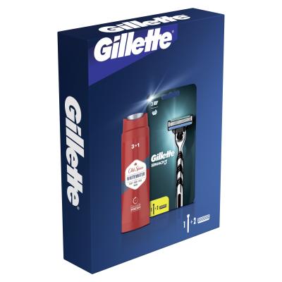 Gillette Mach3 Σετ δώρου ξυριστική μηχανή 1 τεμ + εφεδρικές λεπίδες 1 τεμ + αφρόλουτρο και σαμπουάν Old Spice Whitewater 3in1 250 ml