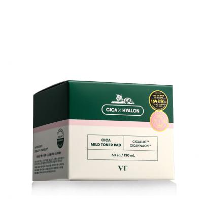 VT Cosmetics Cica Mild Toner Pad Καθαριστικά μαντηλάκια 60 τεμ
