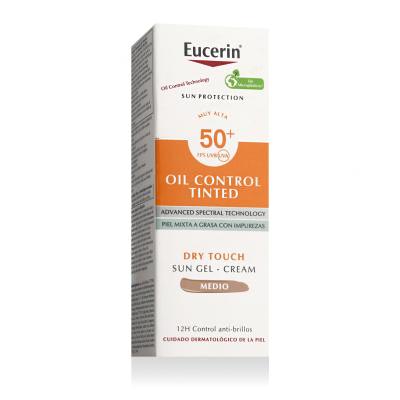 Eucerin Sun Oil Control Tinted Dry Touch Sun Gel-Cream SPF50+ Αντιηλιακό προϊόν προσώπου 50 ml Απόχρωση Medium