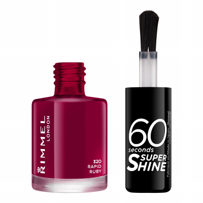 Rimmel London 60 Seconds Super Shine Βερνίκια νυχιών για γυναίκες 8 ml Απόχρωση 320 Rapid Ruby