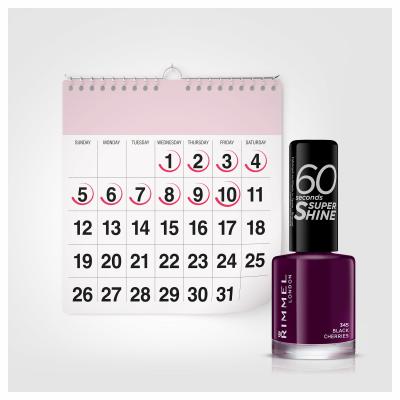Rimmel London 60 Seconds Super Shine Βερνίκια νυχιών για γυναίκες 8 ml Απόχρωση 345 Black Cherries