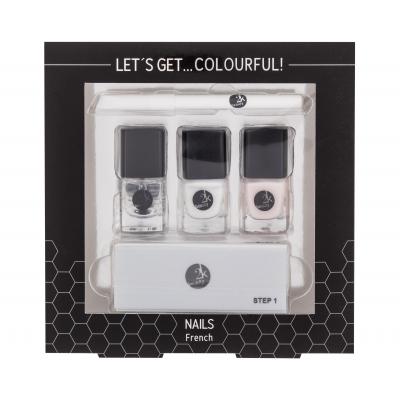 2K Let´s Get Colourful! French Σετ δώρου βερνίκι νυχιών 3x 5 ml +μολύβι νυχιών 2 g +λίμα νυχιών 1 κομ.