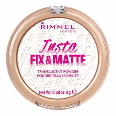 Rimmel London Insta Fix &amp; Matte Πούδρα για γυναίκες 8 gr Απόχρωση 001 Translucent