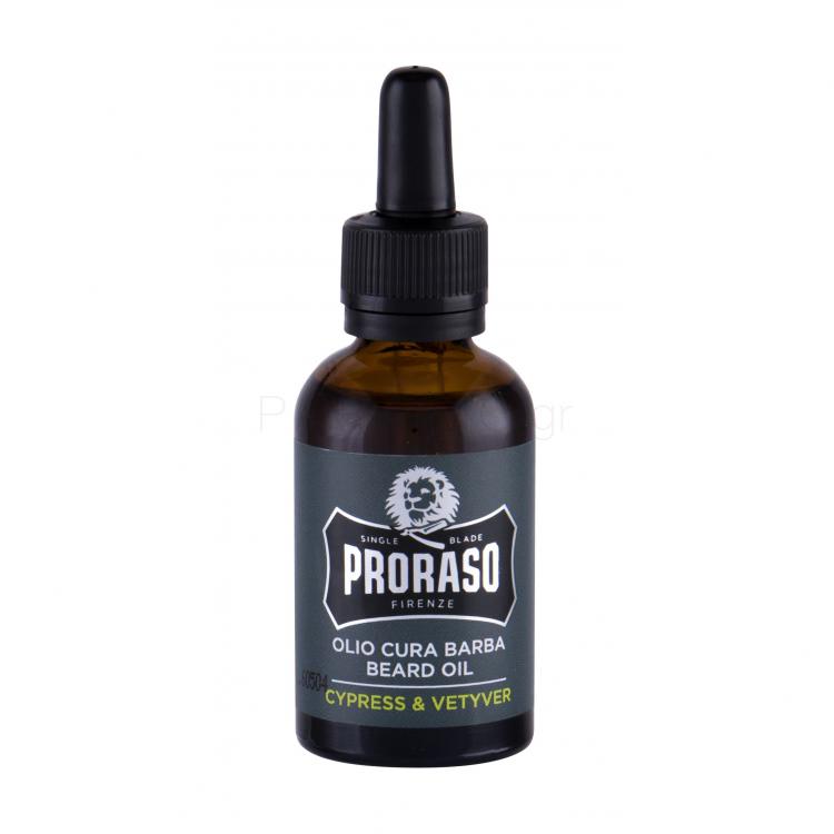 PRORASO Cypress &amp; Vetyver Beard Oil Περιποιητικό λάδι για τα γένια για άνδρες 30 ml