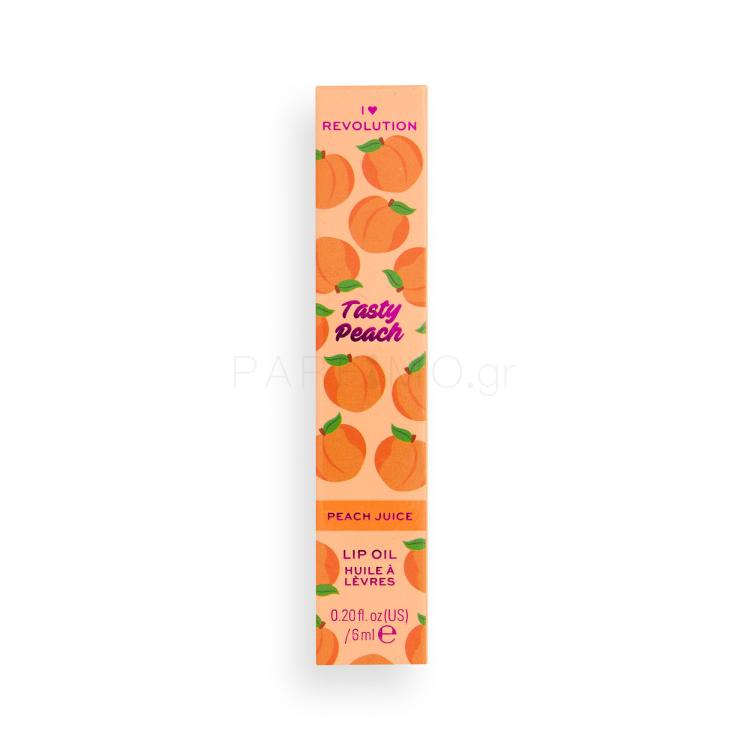 I Heart Revolution Tasty Peach Lip Oil Λάδι χειλιών για γυναίκες 6 ml Απόχρωση Peach Juice