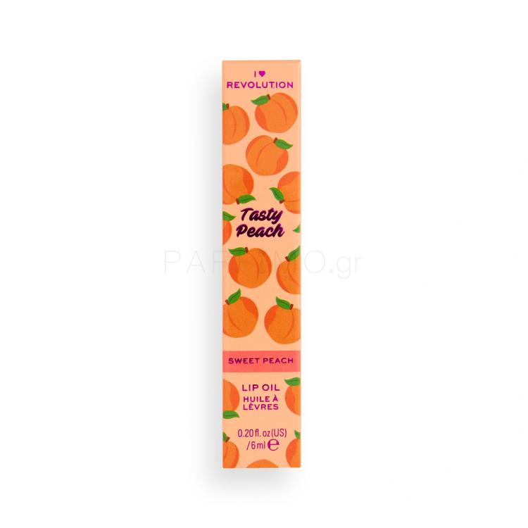 I Heart Revolution Tasty Peach Lip Oil Λάδι χειλιών για γυναίκες 6 ml Απόχρωση Sweet Peach