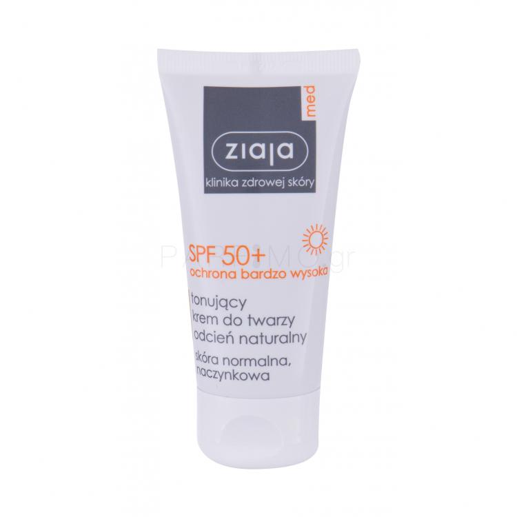 Ziaja Med Protective Tinted SPF50+ Αντιηλιακό προϊόν προσώπου για γυναίκες 50 ml Απόχρωση Natural