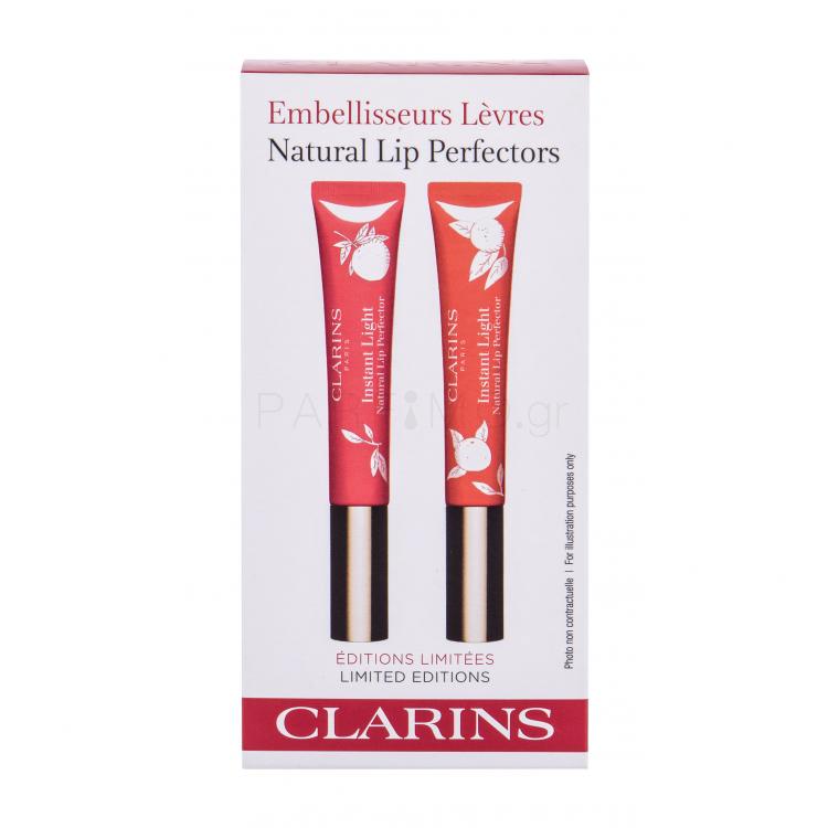 Clarins Instant Light Natural Lip Perfector Σετ δώρου λιπ γκλος 12 ml + λιπ γκλος 14 Juicy Mandarin 12 ml