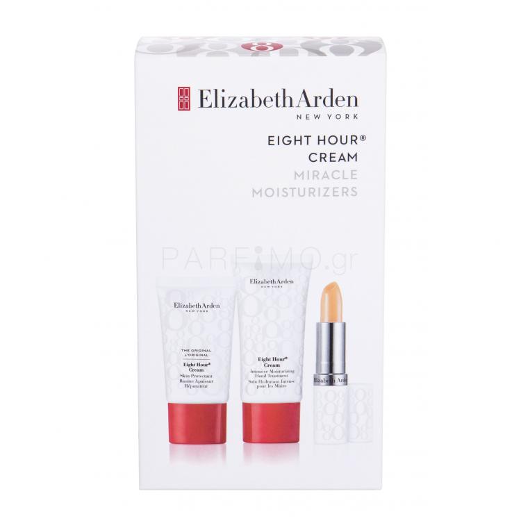 Elizabeth Arden Eight Hour Cream Skin Protectant Σετ δώρου καθημερινή φροντίδα προσώπου 15 ml + βάλσαμο χειλιών SPF15 3.7 g + κρέμα χεριών 30 ml