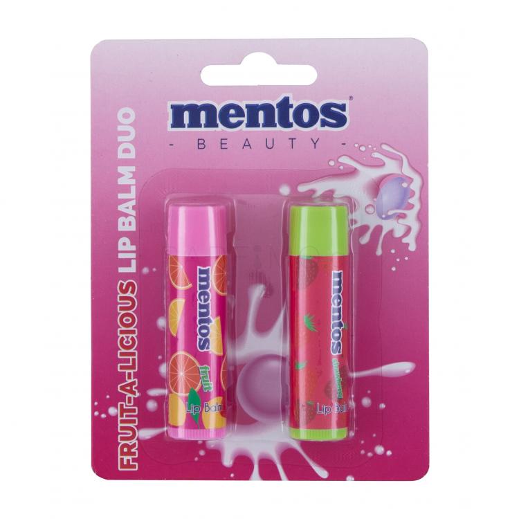 Mentos Lip Balm Σετ δώρου βάλσαμο χειλιών 4 g + βάλσαμο χειλιών 4 g Strawberry