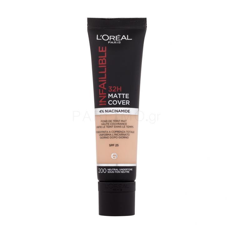 L'Oréal Paris Infaillible 32H Matte Cover SPF25 Make up για γυναίκες 30 ml Απόχρωση 200