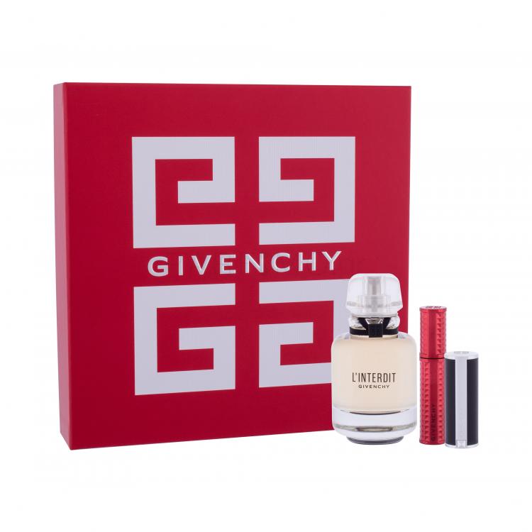 Givenchy L&#039;Interdit Σετ δώρου EDP 50 ml + κραγιόν Le Rouge 1,5 g 333 L´Interdit + μάσκαρα Volume Disturbia 4 g 01 Black Disturbia