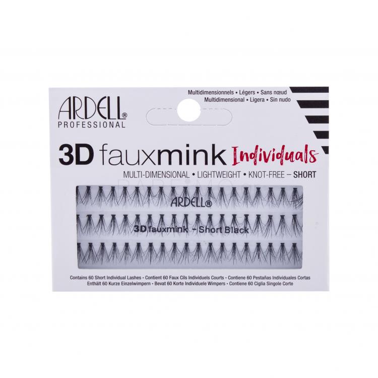 Ardell 3D Faux Mink Individuals Short Ψεύτικες βλεφαρίδες για γυναίκες 60 τεμ Απόχρωση Black
