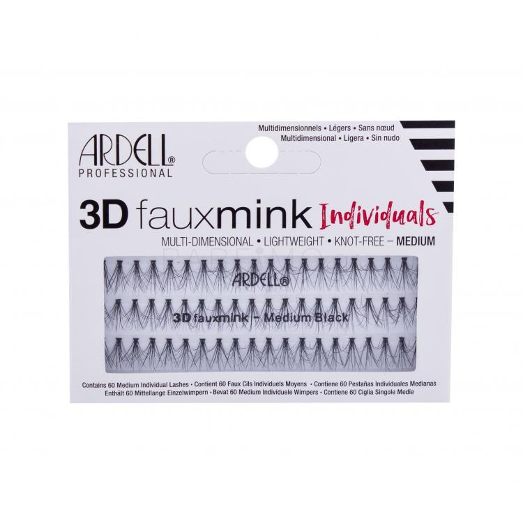 Ardell 3D Faux Mink Individuals Medium Ψεύτικες βλεφαρίδες για γυναίκες 60 τεμ Απόχρωση Black