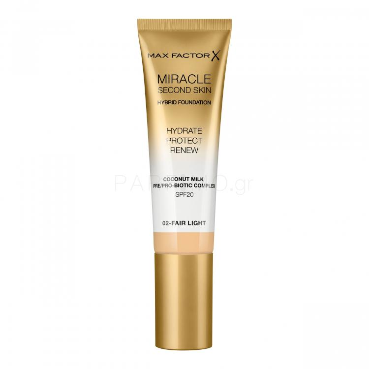Max Factor Miracle Second Skin SPF20 Make up για γυναίκες 30 ml Απόχρωση 02 Fair Light