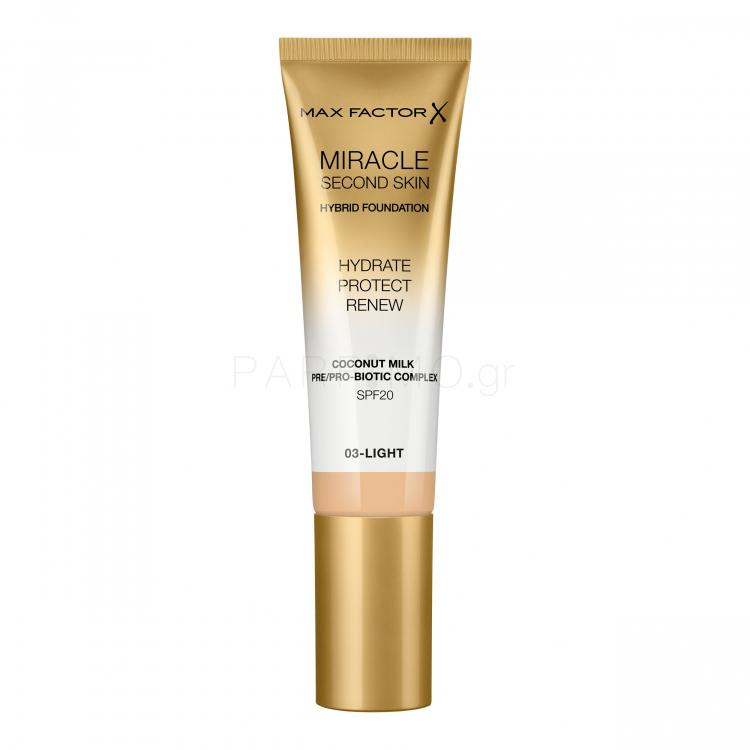 Max Factor Miracle Second Skin SPF20 Make up για γυναίκες 30 ml Απόχρωση 03 Light