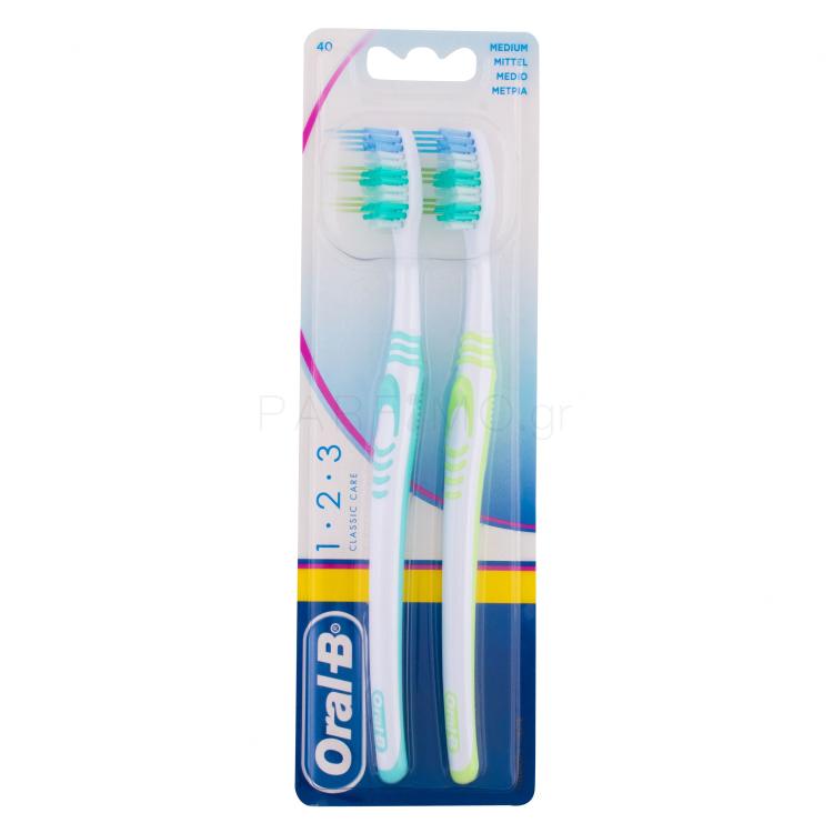 Oral-B 1-2-3 Classic Medium Οδοντόβουρτσα 2 τεμ