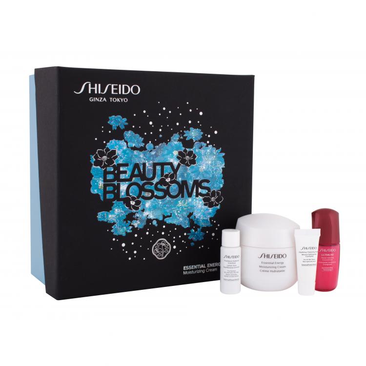 Shiseido Essential Energy Beauty Blossoms Σετ δώρου κρέμα ημέρας προσώπου Essential Energy Moisturizing Cream 50 ml + αφρός καθαρισμού Clarifying Cleansing Foam 5 ml + γαλάκτωμα προσώπου Treatment Softener Enriched 7 ml + ορός προσώπου Ultimune Power Infusing Concentrate 10 ml