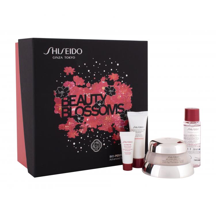 Shiseido Bio-Performance Beauty Blossoms Σετ δώρου καθημερινή φροντίδα προσώπου Bio-Performance Advanced Super Revitalizing Cream 50 ml + αφρός καθαρισμού Clarifyung Cleansing Foam 15 ml + γαλάκτωμα προσώπου Treatment Softener 30 ml + ορός προσώπου Ultimune Power Infusing Concentrate 5 ml