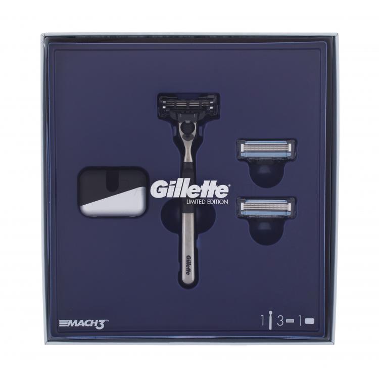 Gillette Mach3 Σετ δώρου ξυράφι με ένα μαχαίρ Mach3 1 τεμ. + ανταλλακτικές λεπίδες Mach3 2 τεμ. + βάση ξυραφιού