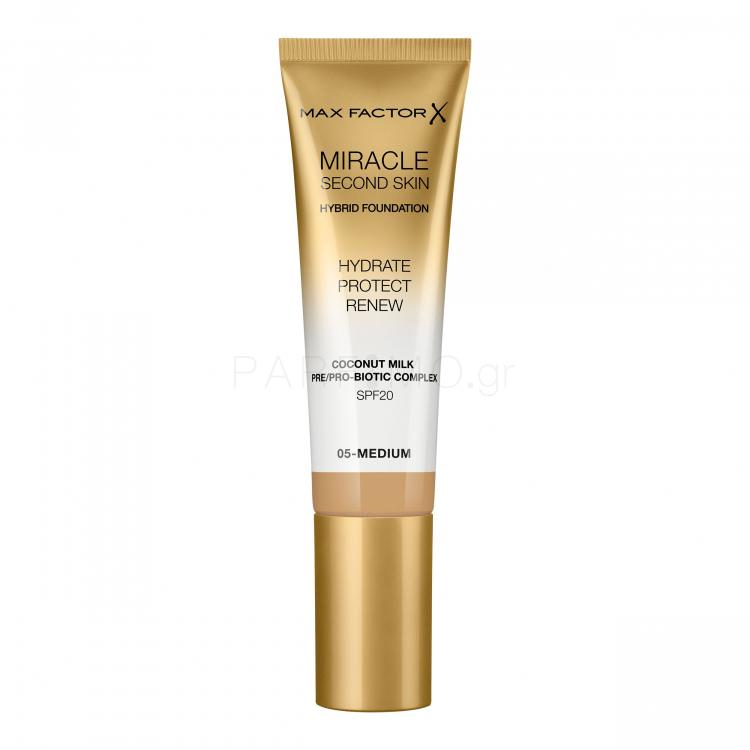 Max Factor Miracle Second Skin SPF20 Make up για γυναίκες 30 ml Απόχρωση 05 Medium