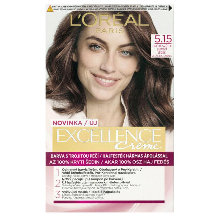 L&#039;Oréal Paris Excellence Creme Triple Protection Βαφή μαλλιών για γυναίκες 48 ml Απόχρωση 5,15 Natural Iced Brown