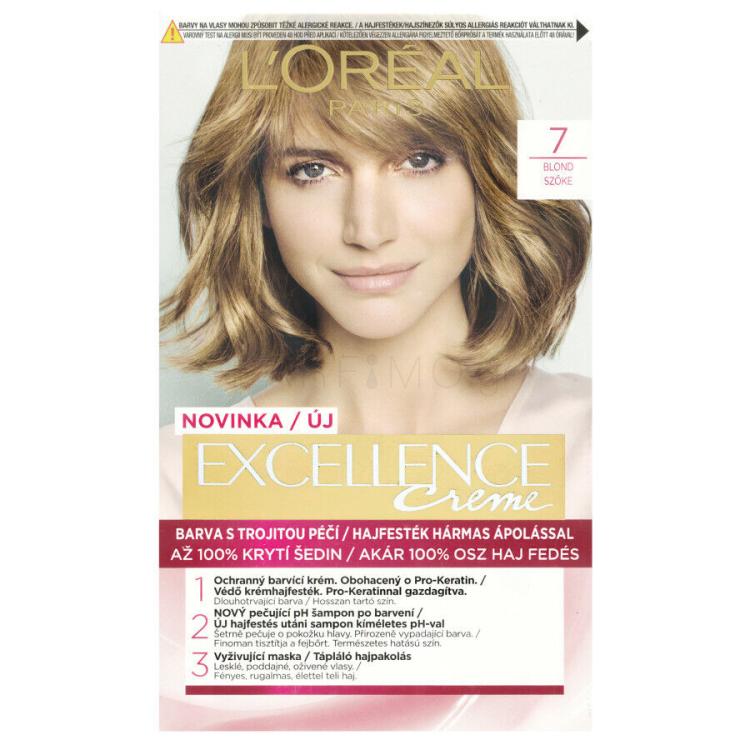 L&#039;Oréal Paris Excellence Creme Triple Protection Βαφή μαλλιών για γυναίκες 48 ml Απόχρωση 7 Natural Blonde