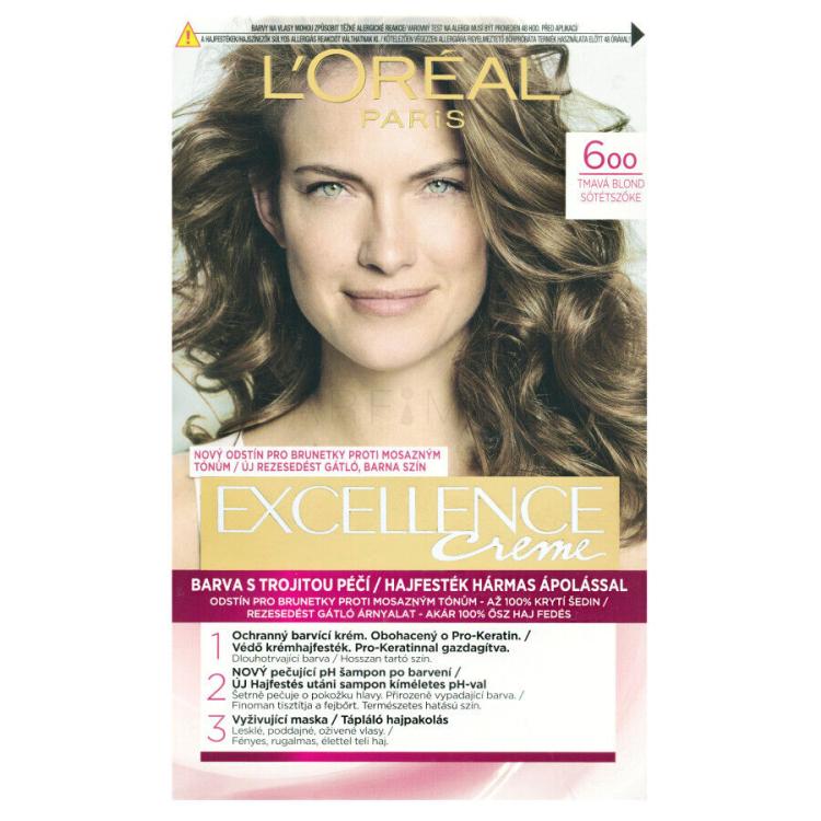 L&#039;Oréal Paris Excellence Creme Triple Protection Βαφή μαλλιών για γυναίκες 48 ml Απόχρωση 600 Natural Dark Blonde