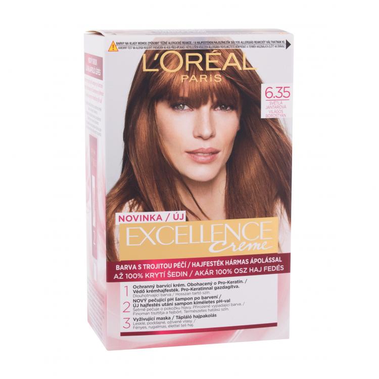 L&#039;Oréal Paris Excellence Creme Triple Protection Βαφή μαλλιών για γυναίκες 48 ml Απόχρωση 6,35 Light Amber
