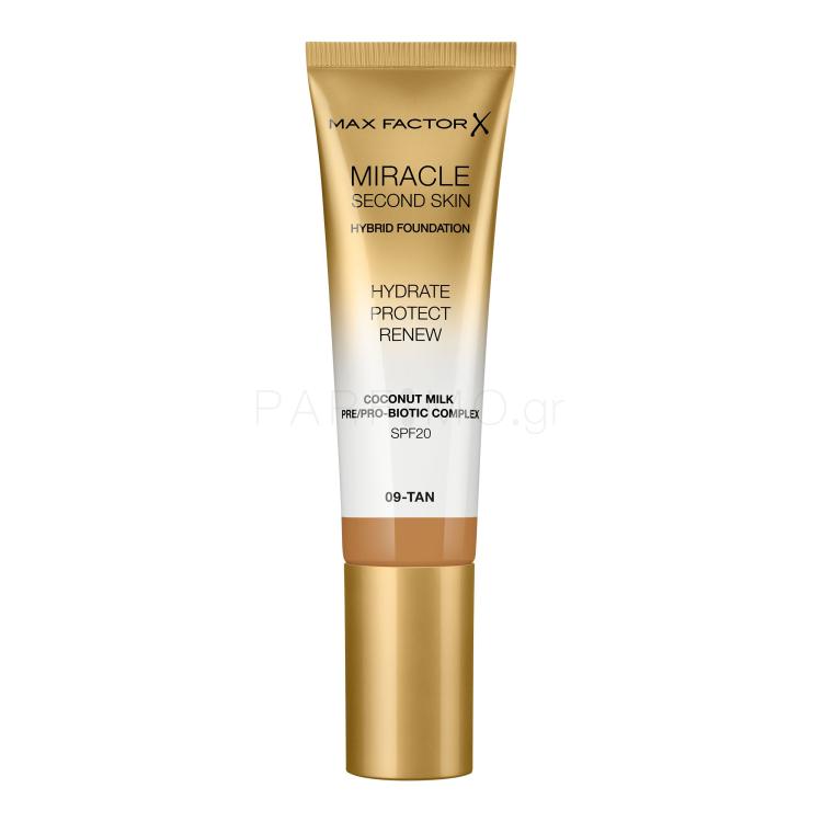 Max Factor Miracle Second Skin SPF20 Make up για γυναίκες 30 ml Απόχρωση 09 Tan
