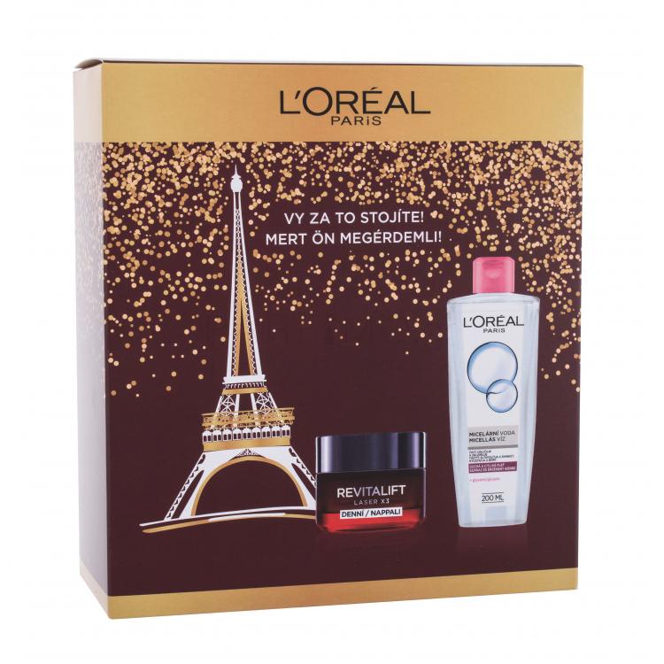 L&#039;Oréal Paris Revitalift Laser X3 Σετ δώρου κρέμα ημέρας προσώπου Revitalift Laser X3 50 ml + μικκυλιακό νερό 200 ml