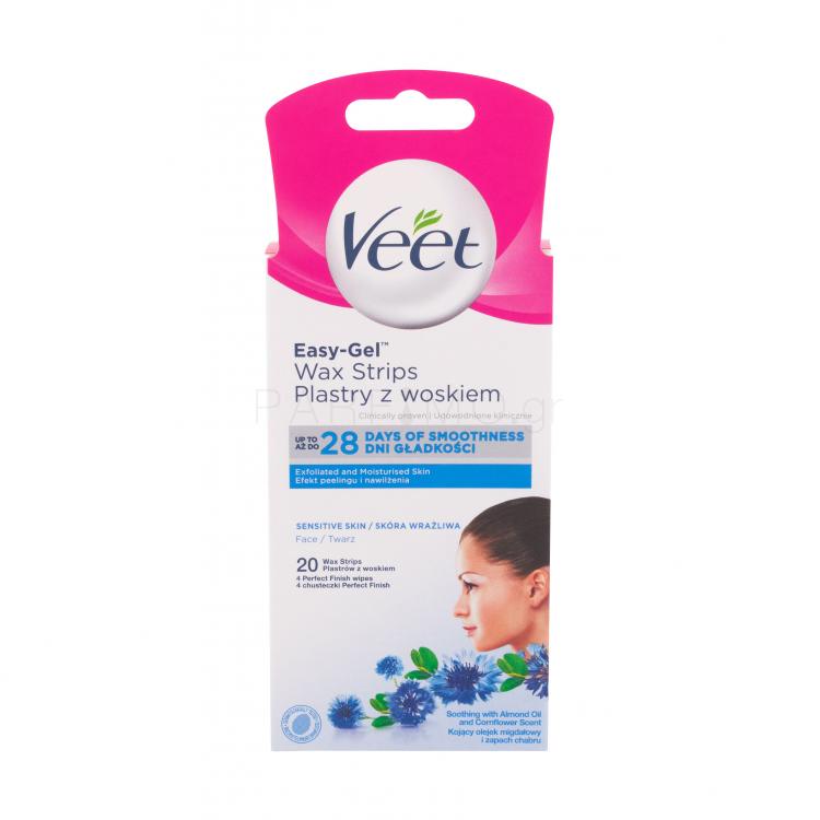 Veet Easy-Gel Wax Strips Face Sensitive Skin Προϊόν αποτρίχωσης για γυναίκες 20 τεμ