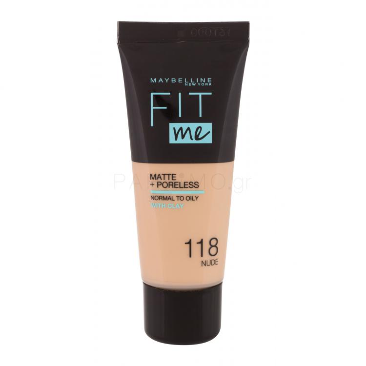 Maybelline Fit Me! Matte + Poreless Make up για γυναίκες 30 ml Απόχρωση 118 Nude
